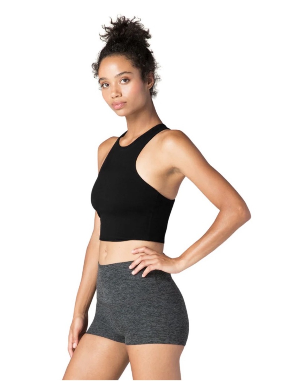 Beyond Yoga Black Studio Spacedye Cross Back Tank | Size Medium
